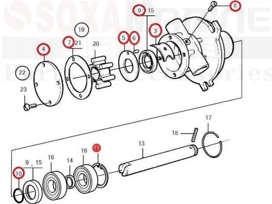 Major Repair Kit for Volvo (858065) and Johnson (10-35157, 10-35157-1, 10-35157-3)
