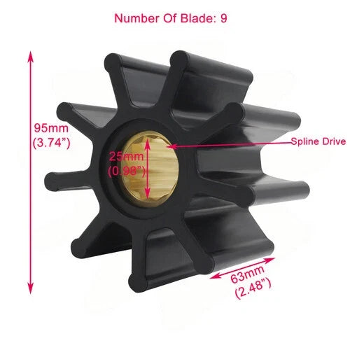 Flexible Impeller Kit for Jabsco 836-0001, Sierra 18-3078, Johnson 09-1029B, Volvo
