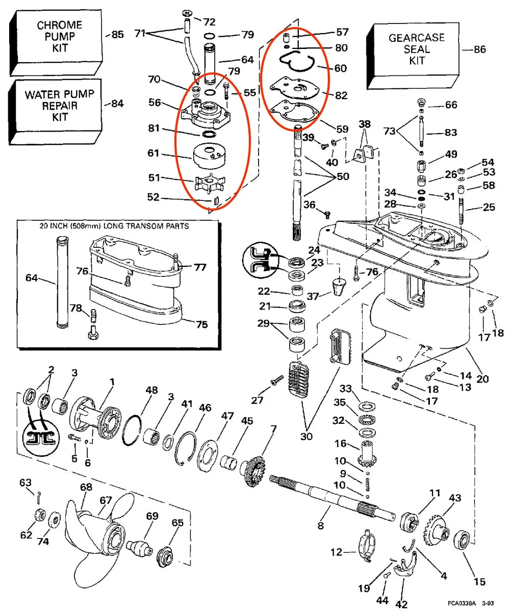 Outboard Water Pump Repair Kit for Evinrude Johnson (391636, 393509)