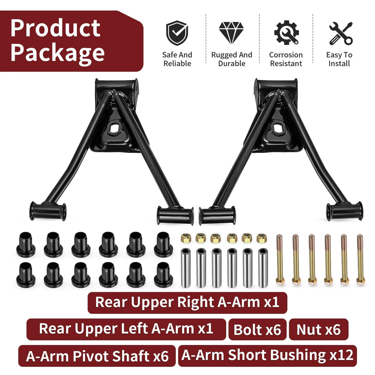 Rear Upper A-Arm Set w/ Bushing Kit for Polaris Sportsman 400 (2003–2005)