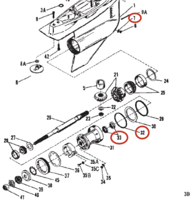 Lower Gearcase Unit Seal Kit 2X 26-76868 18-7159 8M0058390 for Mercruiser Bravo I