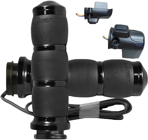 AVON Velvet Air Heated Black Twist Grip for V-Twin Motorcycles 2010-2023